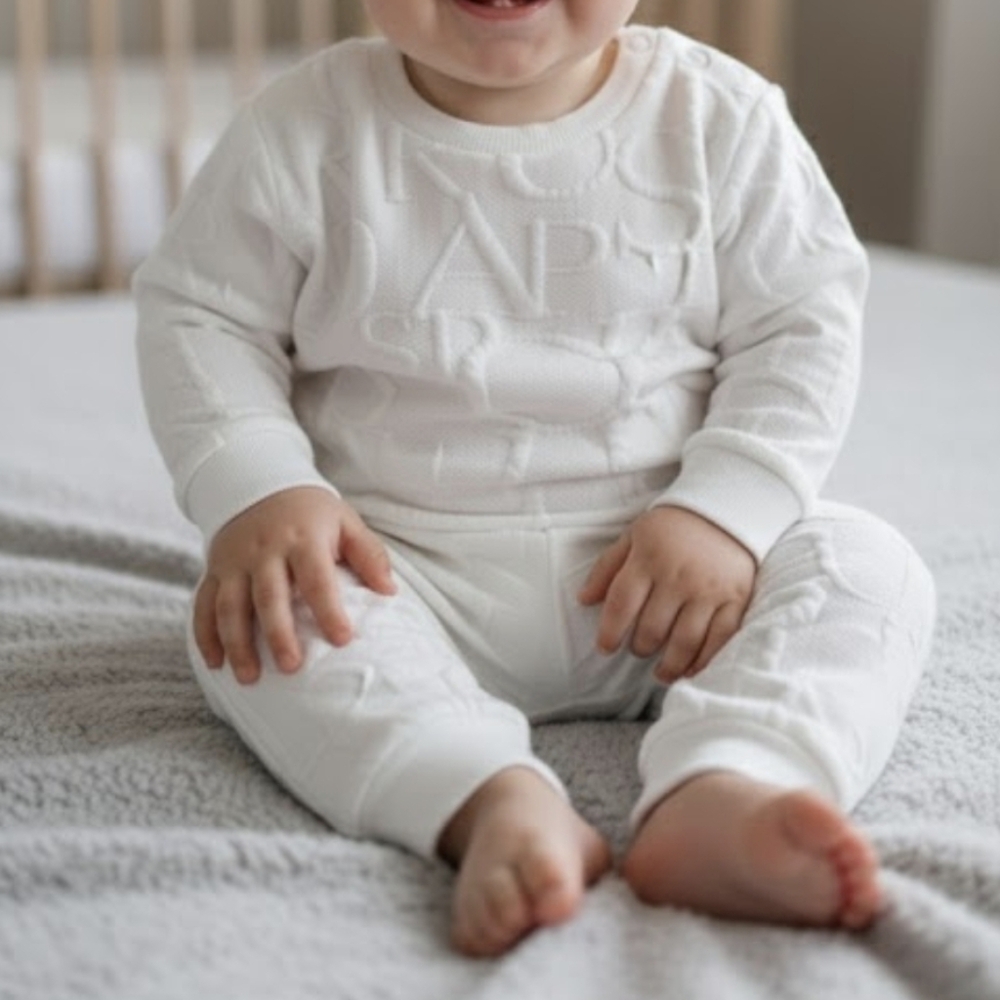 Sold Textured White Jogger Pants Set